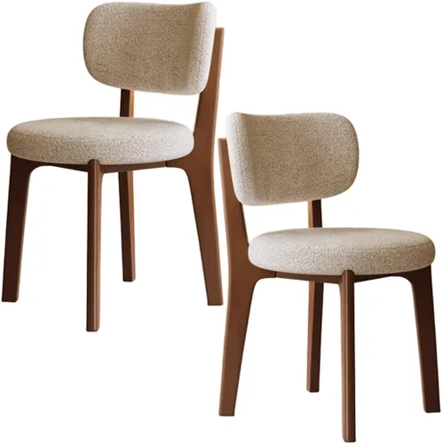 Miniatura 45 de YVYKFZD Solid Wood Dining Chairs, Fabric Dining Room Chair Set of 2/4/6, Upholstered Kitchen Chairs with Curved Backrest, Armless Living Room Chair