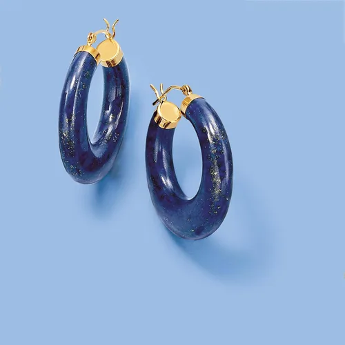 Miniatura 3 de Ross-Simons Aretes redondos de aro de piedras preciosas en oro de 14 quilates de 1 18 pulgadas, Gema, Jade