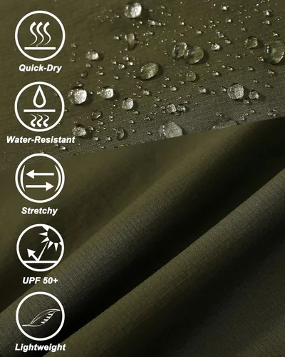 Miniatura 6 de Pantalones cortos elásticos de secado rápido para hombre, pantalones cortos de trabajo ligeros, 6 bolsillos para ciclismo, viajes, camping