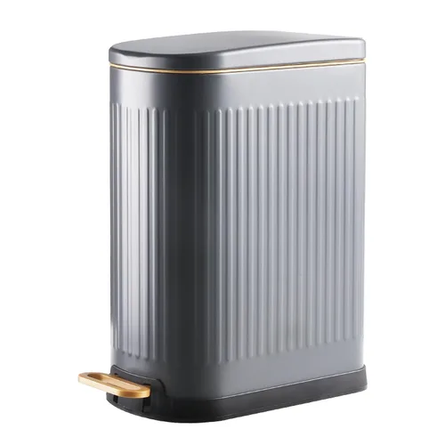 SYNCVIBE Cubo de basura delgado para baño con tapa de cierre suave, cubo de basura de acero inoxidable con pedal, cubo de basura con cubo interior