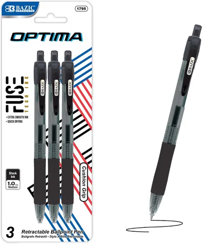 Miniatura 9 de BAZIC - Bolígrafo retráctil de tinta de gel de aceite Optima de 5 colores Colores brillantes (5 unidades)