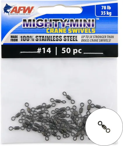 Miniatura 21 de American Fishing Wire Mighty Mini grúa giratoria, línea de pesca esencial, equipo de pesca compacto, giro de agua salada, giro de acero inoxidable