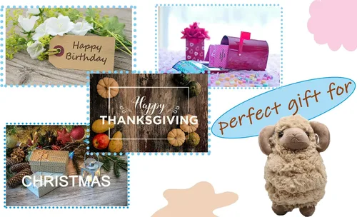 Miniatura 6 de BABOLI Peluche de oveja de peluche adorable y esponjoso, súper suave y lindo, muñeca de cordero, regalos bonitos para niños y niñas, regalo