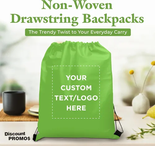 Miniatura 3 de DISCOUNT PROMOS Juego de mochilas con cordón no tejidas personalizadas de 10/50/100, paquete personalizado a granel