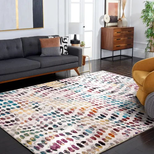Miniatura 8 de SAFAVIEH Aria Collection - Alfombra de pasillo de 2 x 8 pies, color crema y verde azulado, diseño abstracto bohemio moderno, no desprende pelusa