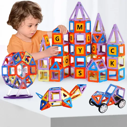 MAGBLOCK Bloques magnéticos, azulejos magnéticos, juguetes educativos para niños y niñas de más de 3 años, juego de regalo de 120 piezas,