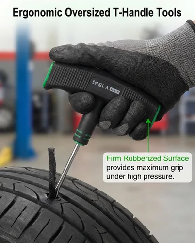 Miniatura 3 de Kit de reparación de neumáticos de 20 piezas – El kit de enchufe de neumático plano incluye herramientas ergonómicas de mango en T con agarre
