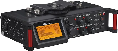 TASCAM Grabadora de audio portátil de 4 canales para videógrafos, 4 entradas XLR/TRS combinadas, 2 micrófonos internos, limitador, filtro HP (DR-70D)