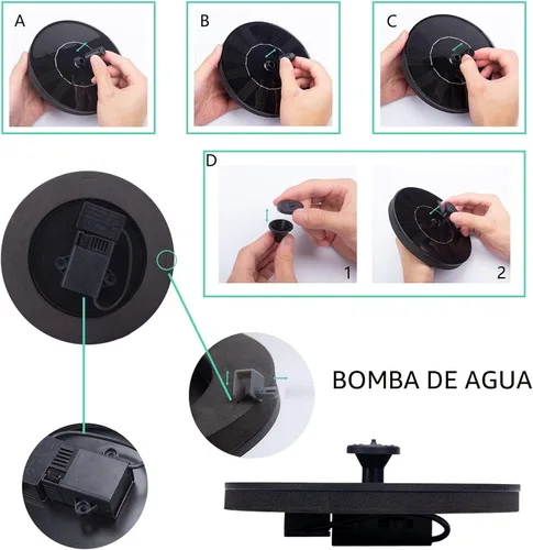 Miniatura 5 de LAWOHO Bomba de fuente solar de 1.5 W, kit de panel de fuente de agua solar sumergible mejorado para baño de pájaros, estanque pequeño, jardín y Kit