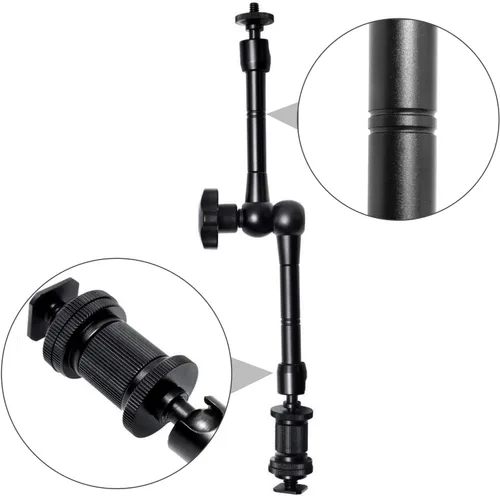 Miniatura 6 de Brazo mágico de fricción articulado de 11 pulgadas ajustable con soporte de zapata caliente Tornillo trípode de 1/4 pulgadas para plataforma