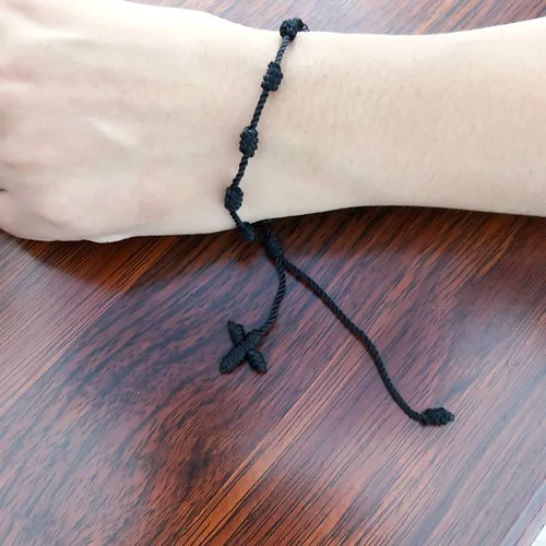 Miniatura 4 de YouU - Juego de 5 pulseras de rosario hechas a mano, diseño de cruz