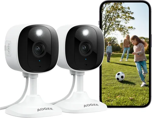 AOQEE - Cámaras 2K para seguridad del hogar - Cámara para exteriores/interiores para perros/gatos/mascotas/niñeras/bebés, visión nocturna a color,