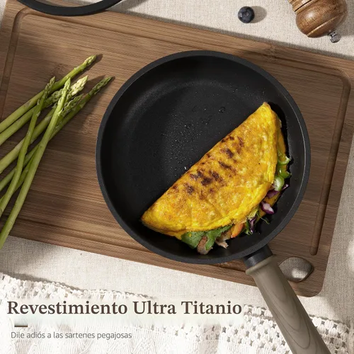 Miniatura 4 de Astercook - Juego de ollas y sartenes antiadherentes, juego de utensilios de cocina de inducción de titanio saludables y libres de tóxicos