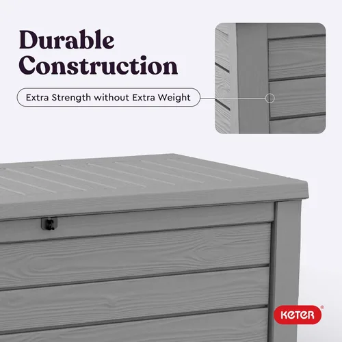 Miniatura 8 de Keter Westwood 150 - Caja de almacenamiento grande de resina de 150 galones para muebles de patio, cojines de exterior, herramientas de jardín