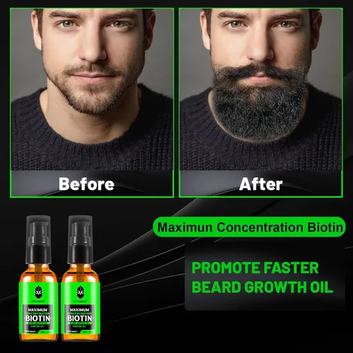 Miniatura 2 de First Melody Aceite para barba, biotina espesante maximun, con aceite de ricino y aceites de argán y jojoba, promueve el crecimiento de la barba