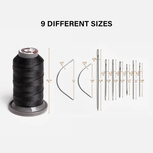 Miniatura 7 de WUTA Juego de agujas de coser a mano de hilo encerado, suministros de costura de cuero para tapicería del hogar, bolsas de lona de cuero, sofá
