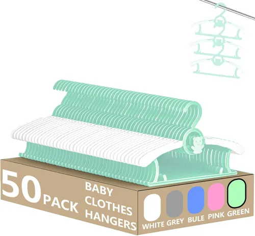Miniatura 11 de Perchas HGYZE para bebé para armario, colgador antideslizante de 11"-14" ajustable para ropa de bebé para guardería, colgador de plástico para niños