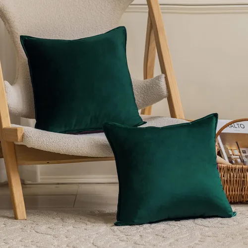 Miniatura 5 de JIAHANNHA Juego de 2 fundas de cojín de terciopelo de color verde de 12 x 20 pulgadas, cuadradas, suaves y decorativas, para sofá, cama, sala
