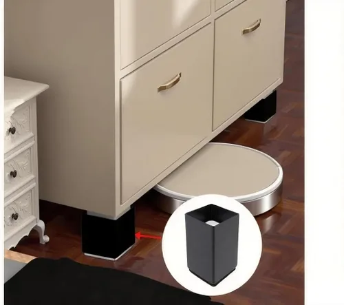 Miniatura 5 de Elevador cuadrado de acero para muebles, 4 piezas, color negro, altura de elevación de 1.97 a 2.75 pulgadas, se ajusta a patas de 1.5 pulgadas