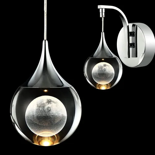 Miniatura 11 de Sedelan Aplique de pared de cristal, apliques de pared LED modernos para interiores, lámpara de pared de luna regulable de 5 W para dormitorio
