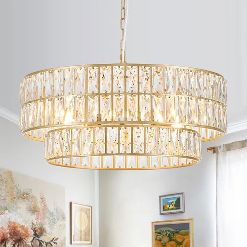Miniatura 16 de Lámpara Colgante de Cristal de 4 Luces Araña Moderna Negra Pequeña de 12" Cristal Semi Empotrada Luz de Techo Redonda para Isla de Cocina, Negro