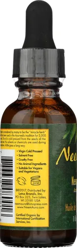 Miniatura 4 de Neem Aura, Aceite de Semilla de Neem Orgánico, 1 Fl Oz