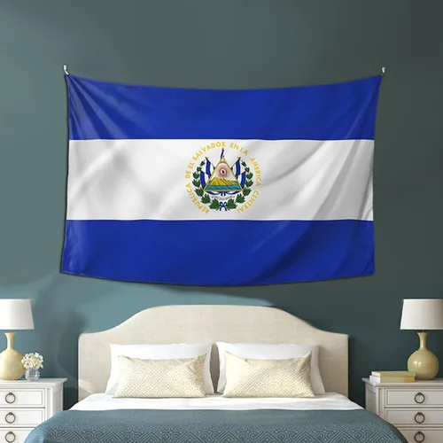 Miniatura 4 de Kkaingg Tapiz colgante de pared con bandera de El Salvador para dormitorio, estético, hippie de 60 x 40 pulgadas