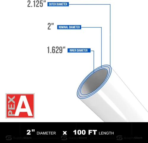 Miniatura 3 de Tubo Pex-A, Tubo en Bobina de 2" - 100 Pies, Sin Barrera, Blanco, Tubo de Agua Flexible