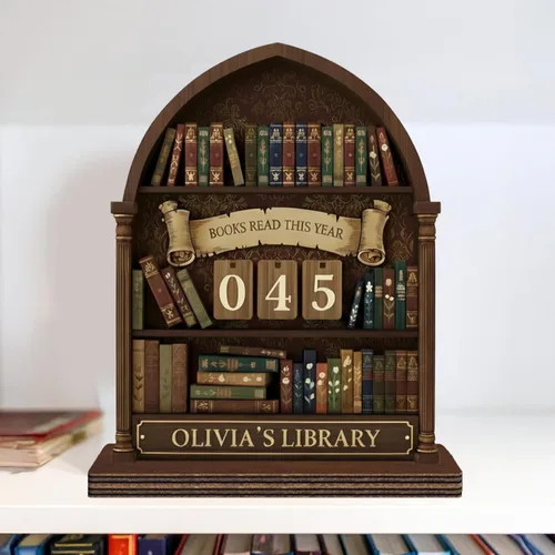 Miniatura 9 de Rastreador de Lectura de Libros Personalizado, Contador de Libros Leídos Este Año, Decoración de Biblioteca, Letrero de Seguimiento de Libros