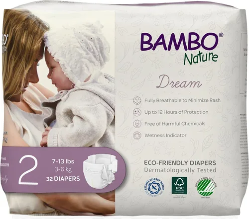 Miniatura 27 de Bambo Nature Pañales hipoalergénicos Dream Baby, pañales sostenibles con etiqueta ecológica de primera calidad, protección mejorada contra fugas