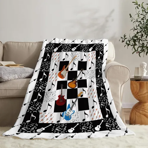 Miniatura 8 de Manta de guitarra, nota musical, guitarra, instrumentos musicales, manta de regalo para niños, niñas, niños, adultos, mujeres, hombres, súper suave