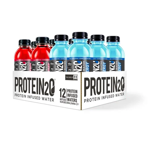 Miniatura 4 de Protein2o Paquete variado de agua con infusión de proteína de suero de leche, durazno mango y más sabores, botella de 16.9 onzas (12 unidades)