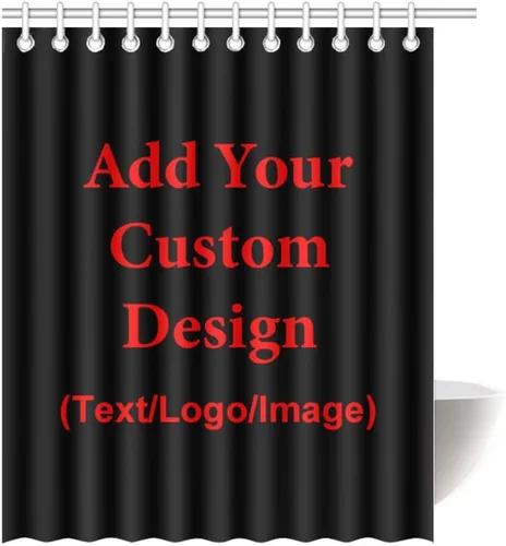Cortinas de ducha – Diseño personalizado, imagen, foto, texto, juego de cortina de ducha con anillos en C de plástico, haz tus propias cortinas de