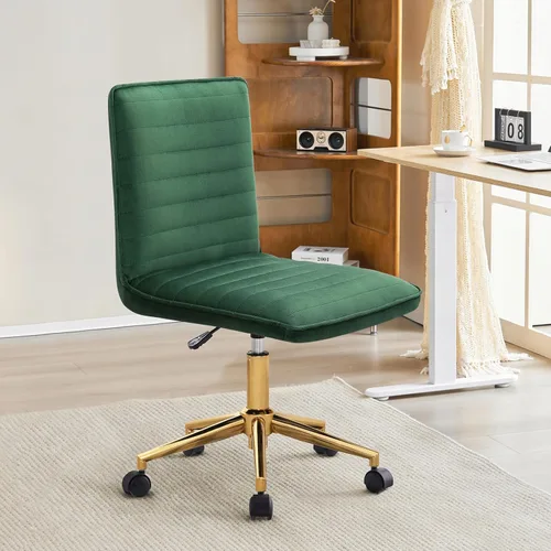 Miniatura 6 de Silla de escritorio de oficina en terciopelo sin brazos Furnimart Silla de escritorio ajustable para tareas Silla de escritorio de oficina pequeña