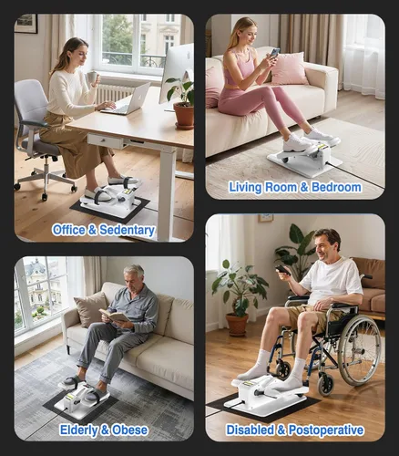 Miniatura 7 de Portable Under Desk Elliptical Machine with Wireless Remote. 12 Manual & 3 Automatic Speeds. Pedal Ellipse Leg Exerciser. Leg Exerciser While Blanco
