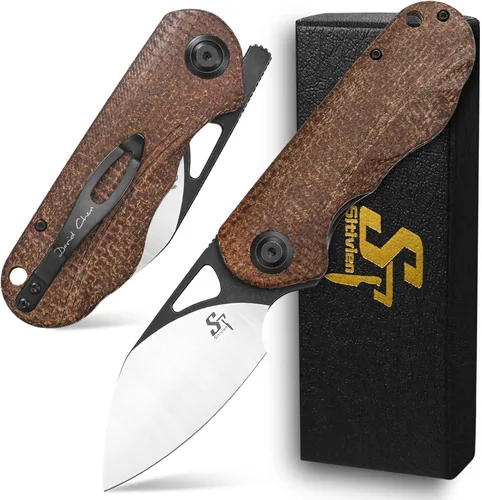 Miniatura 9 de Sitivien Sandvik - Cuchillo plegable de bolsillo, hoja de acero Sandvik 14C28N con mango G10, cuchillos de herramientas EDC de la serie del zodiaco