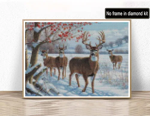 Miniatura 2 de Kaliosy Kits de arte de diamantes 5D para adultos, kits de ciervos por números, pintura de diamantes, arte de nieve, paisaje de nieve, taladro