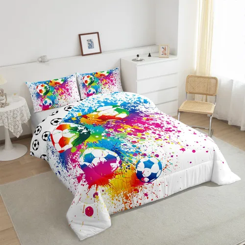 Miniatura 40 de Juego de edredón de pavo real en acuarela tamaño King, elegante y hermoso juego de ropa de cama edredón de plumas azules de 3 piezas para niños