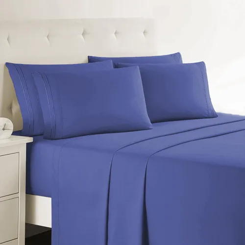 Miniatura 38 de Clara Clark - Juego de sábanas King con Flex Top, 6 piezas - Sábanas de lujo para cama King con cabeza dividida, juego de cama súper suave, King