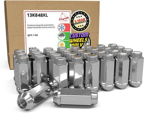 Miniatura 22 de Wheel Accessories Parts 24 piezas M14x1.5 14x1.5 rosca Bulge Bellota 1.90" tuercas largas negras 3/4" 0.748 in hexagonales para Chevy Silverado GMC