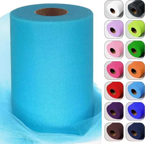 Miniatura 37 de Rollos de tela de tul verde ácido de 6 pulgadas por 100 yardas (300 pies) Cinta de tul para tutú, falda, envoltorio de regalo, decoración de boda