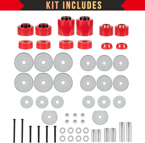 Miniatura 7 de Kit de bujes de montaje en cuerpo rojo mejorado compatible con Ford F150 F250 F350 2WD 4WD 1980-1998, soportes de cabina de poliuretano resistente