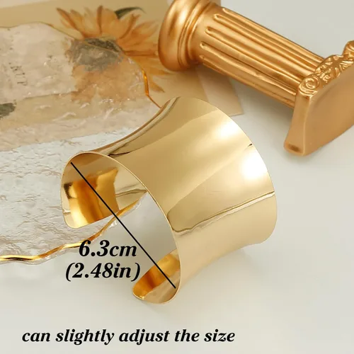 Miniatura 2 de BOMAIL Juego de 2 pulseras de brazalete para mujer, pulseras de alambre ancho abierto, pulsera dorada ajustable