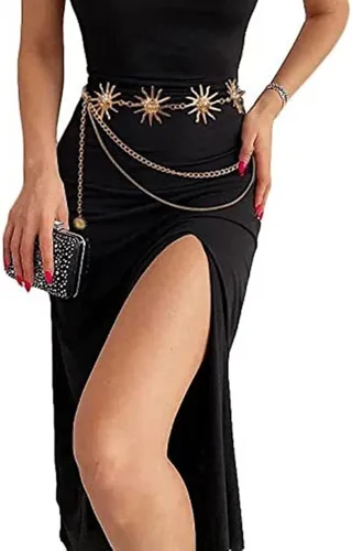 Miniatura 4 de Cadena de cintura, cinturones de cadena dorada para mujer, borlas largas ajustables, cadena para el vientre, accesorios de joyería