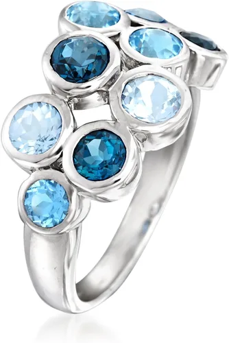 Miniatura 3 de Ross-Simons Anillo de burbuja de topacio azul tonal de 2.50 qt t en plata de ley