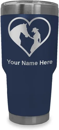 Miniatura 31 de LaserGram Vaso aislado al vacío de 20 onzas, corazón de vaquera de caballo, grabado personalizado incluido (negro)