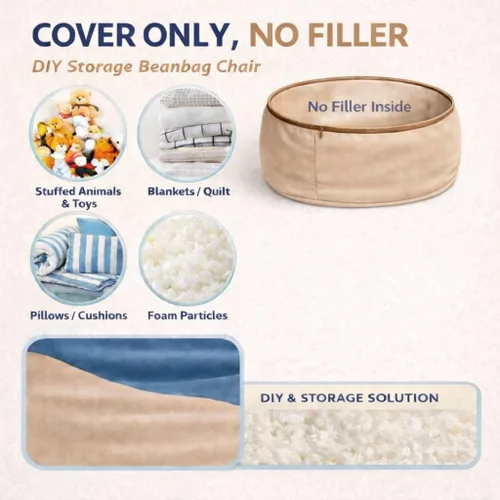 Miniatura 5 de Sofa Sack Funda para silla puff solamente, sin relleno, cómoda funda de repuesto para silla redonda, 5 pies, color carbón Carbón - Solo funda