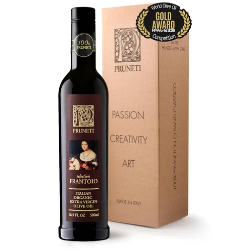 Pruneti Frantoio Aceite de oliva virgen extra orgánico – Aceite de oliva italiano de Toscana, Italia, ganador del premio de oro 2026 – 500+ mg/kg de