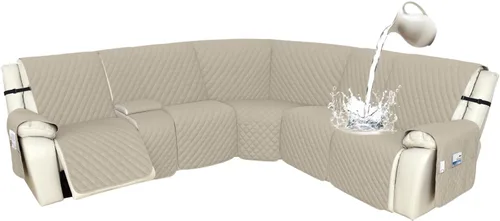 Miniatura 73 de Arfntevss Fundas de sofá modular reclinable, 100% impermeable, en forma de L, para sillón reclinable en forma de L, funda seccional lavable