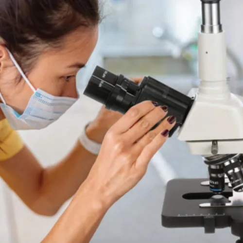 Miniatura 4 de Accu-Scope Microscopio compuesto EXC-120 - cabeza binocular, aumento 40-1000X, objetivos del acromato, etapa mecánica